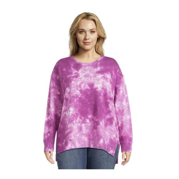 Terra & Sky Pink Purple Tie Dye 0X 14W Crewneck Sweatshirt Cotton Polyester - Picture 1 of 10